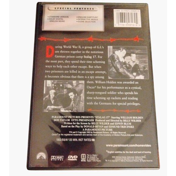 Stalag 17 DVD 1953 B W Movie William Holden Otto Preminger Paramount Classic - Picture 2 of 4